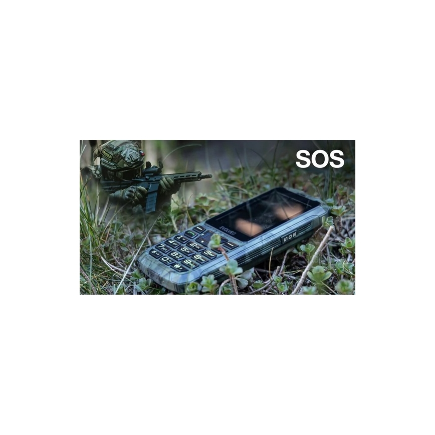 Evolveo - StrongPhone Z6, vodootporan Dual SIM telefon, lovna kamuflaža