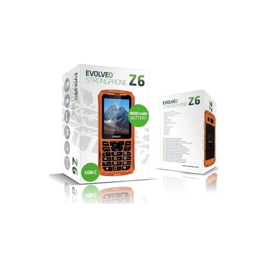 Evolveo - StrongPhone Z6, vodootporan Dual SIM telefon narančaste boje