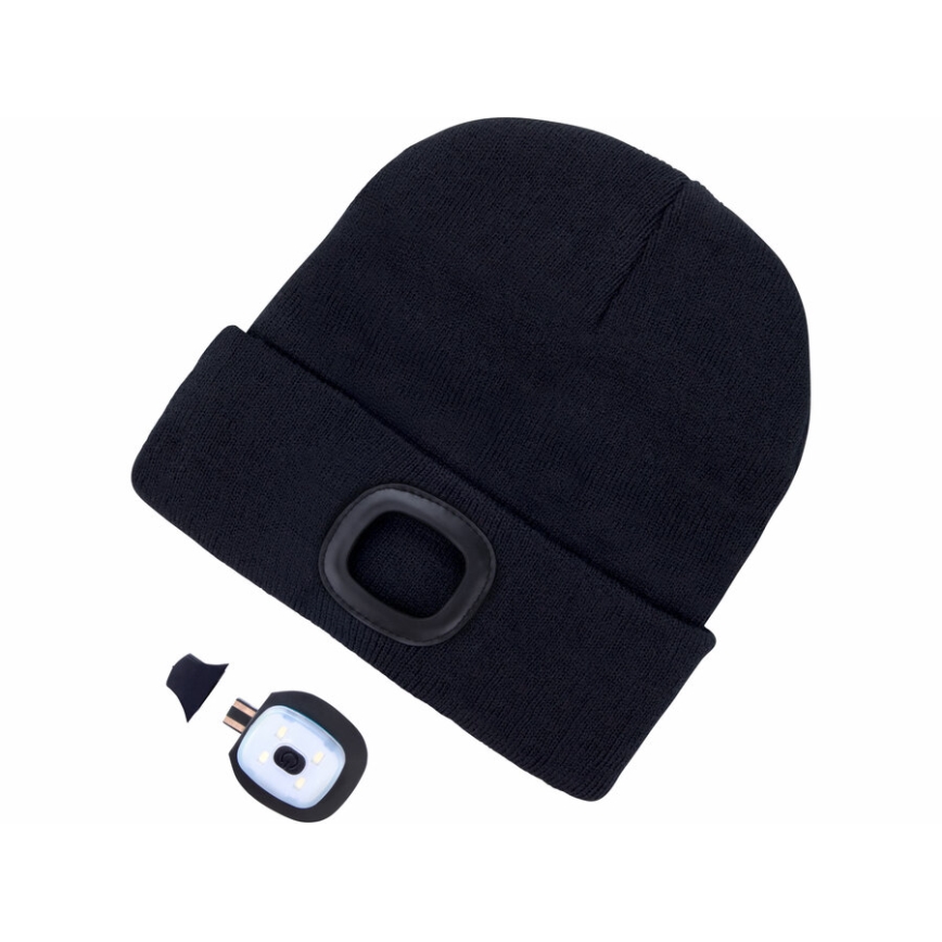 Extol - Kapa s čelnom svjetiljkom i USB punjenjem 300 mAh, crna, vel. UNI