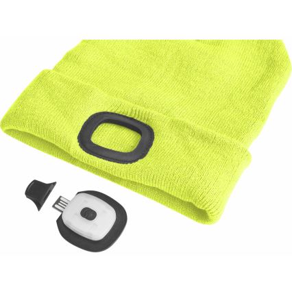 Extol - Kapa s čelnom svjetiljkom i USB punjenjem 300 mAh neon žuta vel. UNI