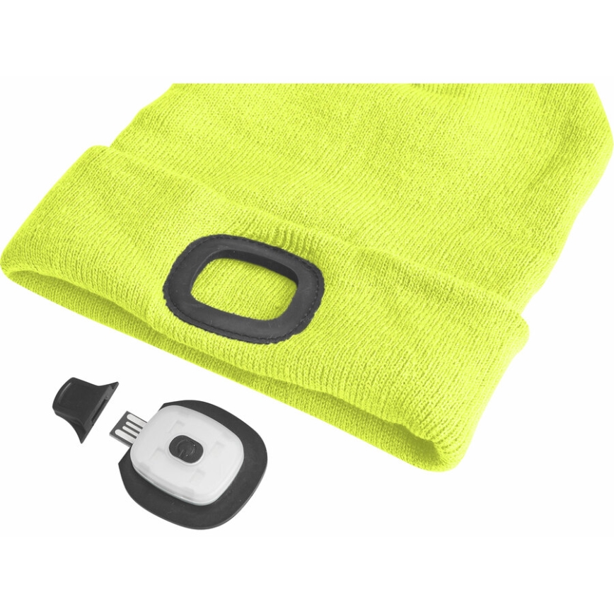 Extol - Kapa s čelnom svjetiljkom i USB punjenjem 300 mAh neon žuta vel. UNI