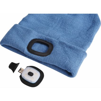Extol - Kapa s čelnom svjetiljkom i USB punjenjem 300 mAh plava vel. UNI
