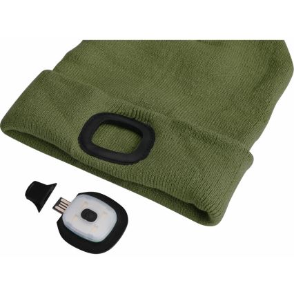Extol - Kapa s čelovkom i USB punjenjem 300 mAh, zelena, vel. UNI