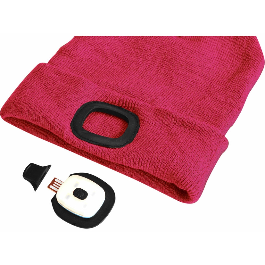 Extol - Kapa s čeonom lampom i USB načinom punjenja 300 mAh ružičasta vel. UNI
