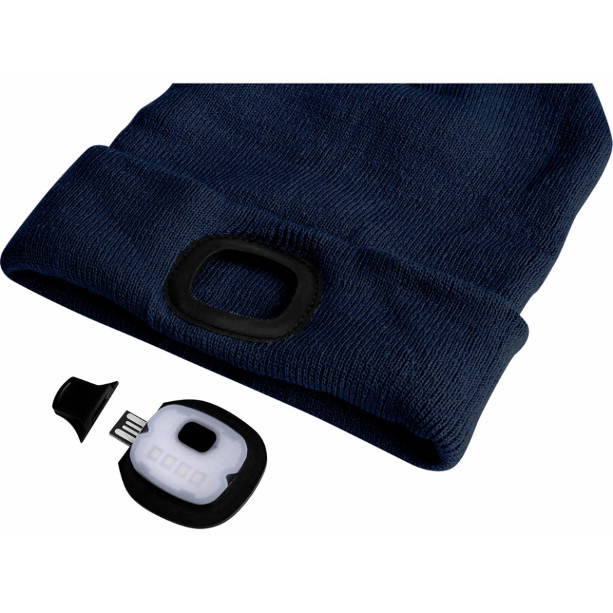 Extol - Kapa s integriranom čelnom svjetiljkom i USB punjenjem 250 mAh, plava, vel. UNI
