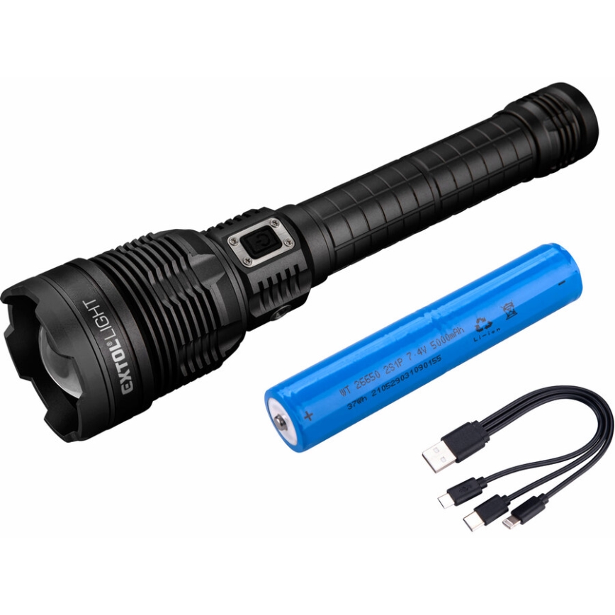 Extol - LED Prigušiva punjiva baterijska svjetiljka s powerbankom LED/60W/10000 mAh 8000 lm IPX4 crna