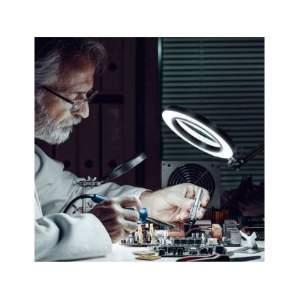 Extol - LED Prigušiva stolna lampa s povećalom LED/8W/5V 2900/4500/7500K crna