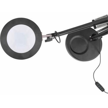 Extol - LED Prigušiva stolna lampa s povećalom LED/8W/5V 2900/4500/7500K crna