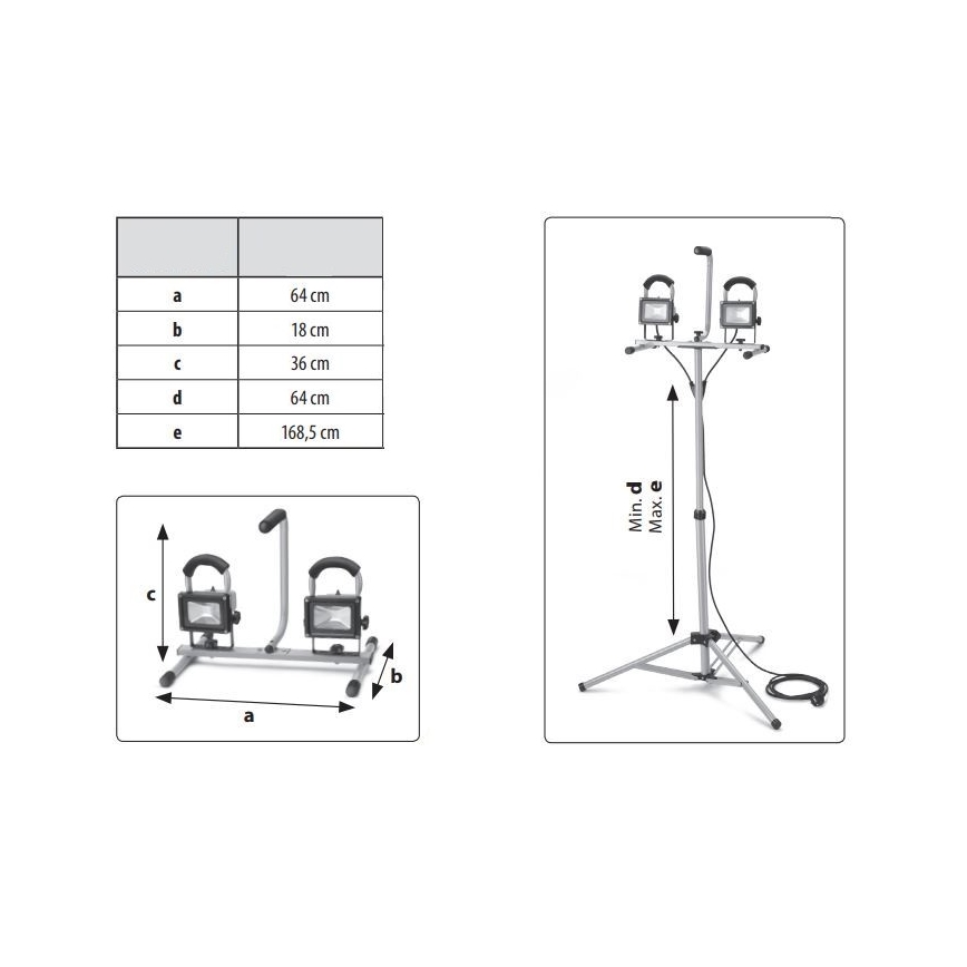 Extol - LED Reflektor na stalku 2xLED/30W/230V IP65