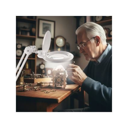 Extol - LED stolna lampa s lupom i mogućnošću regulacije svjetline LED/10W/230V bijela
