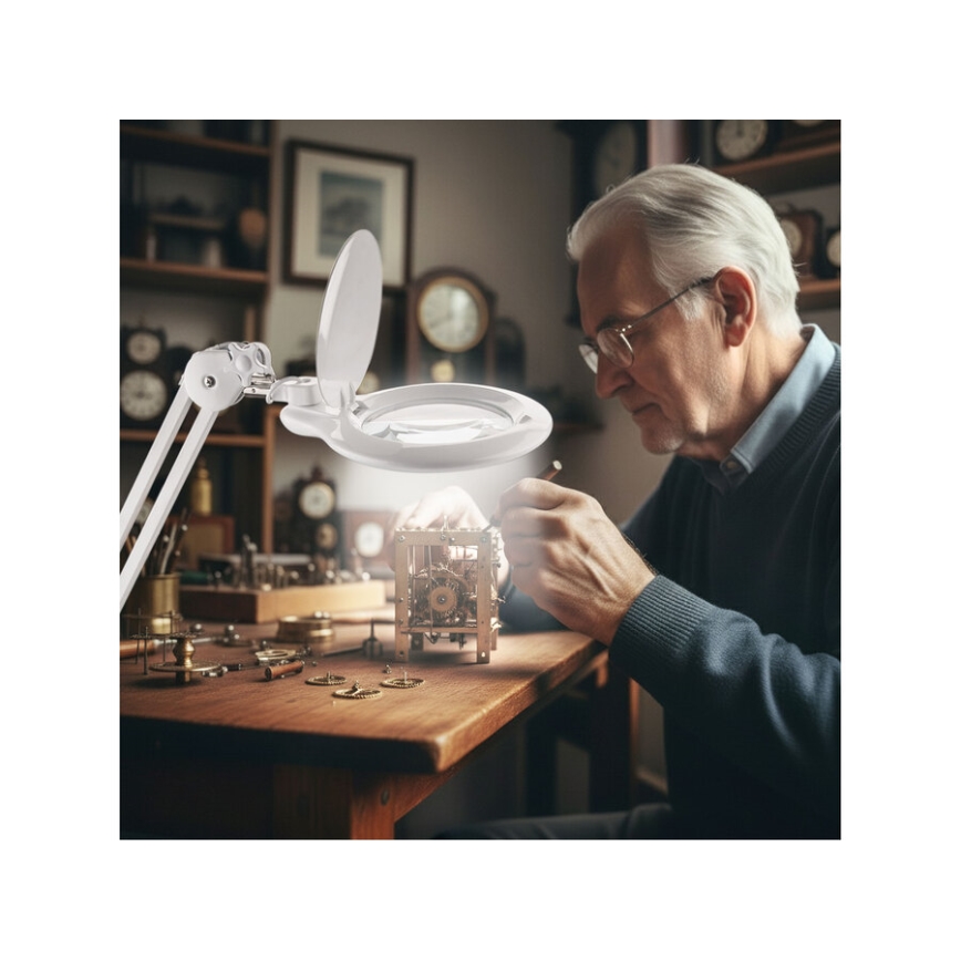 Extol - LED stolna lampa s lupom i mogućnošću regulacije svjetline LED/10W/230V bijela