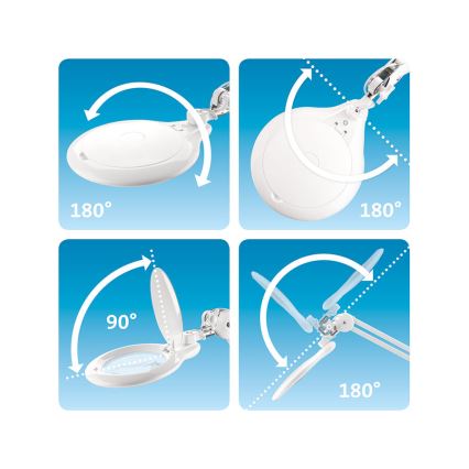 Extol - LED stolna lampa s lupom i mogućnošću regulacije svjetline LED/10W/230V bijela