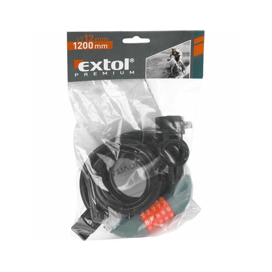 Extol Premium - Lokot za bicikl sa sajlom 12x1200 mm i četveroznamenkastom šifrom