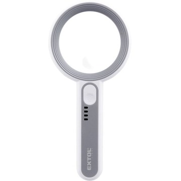 Extol - punjiva lupa s LED osvjetljenjem i podesivom svjetlinom, 650 mAh, bijela/siva