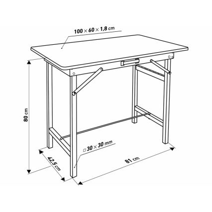 Extol - sklopivi radni stol 100x60 cm, smeđe/crne boje