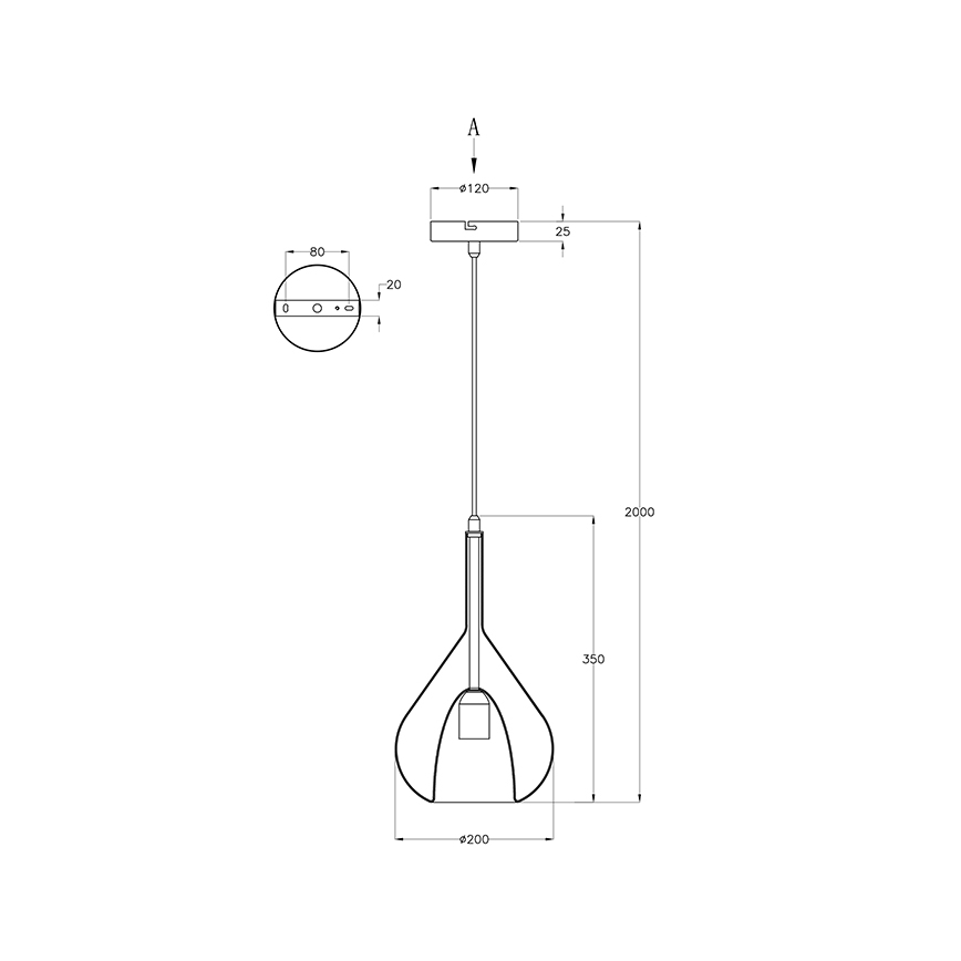 Fabas Luce 3481-40-126 - Luster na sajli LILA 1xE27/40W/230V siva
