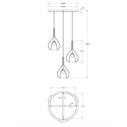 Fabas Luce 3481-47-297 - Luster na sajli LILA 3xE27/40W/230V zlatna/siva/prozirna