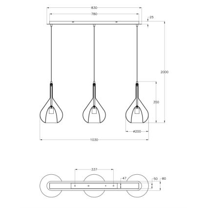 Fabas Luce 3481-48-297 - Luster na sajli LILA 3xE27/40W/230V prozirna/zlatna/siva