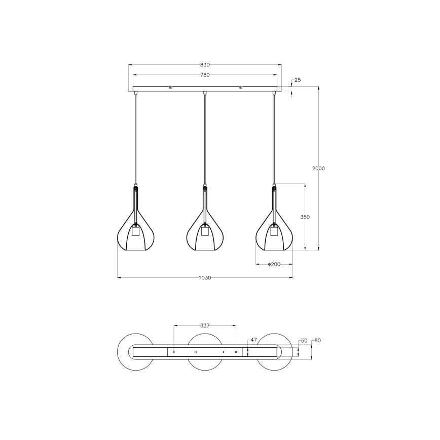 Fabas Luce 3481-48-297 - Luster na sajli LILA 3xE27/40W/230V prozirna/zlatna/siva