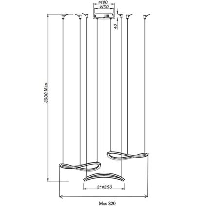 Fabas Luce 3711-47-102 - LED Luster na sajli TIRRENO LED/50W/230V