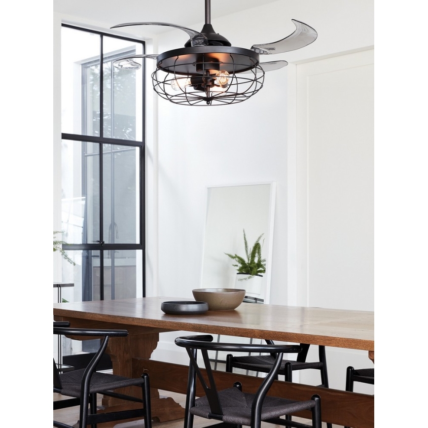 FANAWAY 212920 - LED Stropni ventilator INDUSTRI 3xE27/4W/230V crna + daljinski upravljač