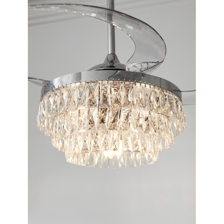 FANAWAY 212923 - LED Stropni ventilator VEIL 6xE14/4,5W/230V sjajni krom + daljinski upravljač