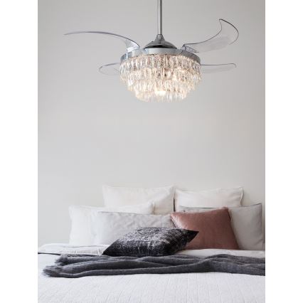 FANAWAY 212923 - LED Stropni ventilator VEIL 6xE14/4,5W/230V sjajni krom + daljinski upravljač