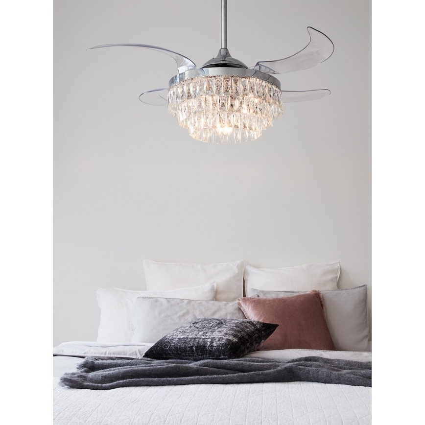 FANAWAY 212923 - LED Stropni ventilator VEIL 6xE14/4,5W/230V sjajni krom + daljinski upravljač