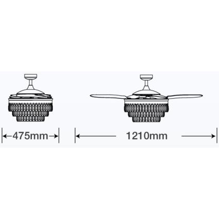 FANAWAY 212923 - LED Stropni ventilator VEIL 6xE14/4,5W/230V sjajni krom + daljinski upravljač