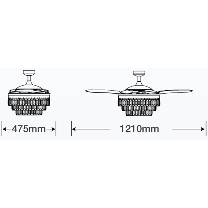 FANAWAY 212923 - LED Stropni ventilator VEIL 6xE14/4,5W/230V sjajni krom + daljinski upravljač