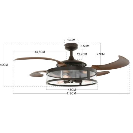 FANAWAY 212925 - LED Stropni ventilator CLASSIC 3xE27/4W/230V smeđa + daljinski upravljač