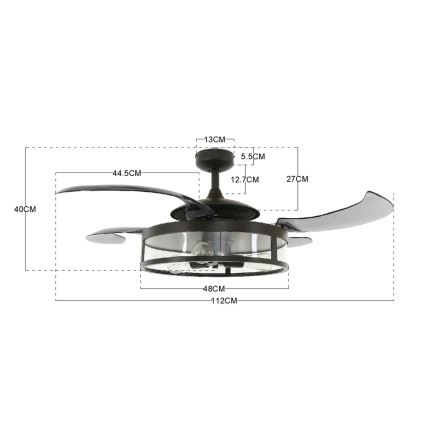 FANAWAY 212927 - LED Stropni ventilator CLASSIC 3xE27/4W/230V crna + daljinski upravljač