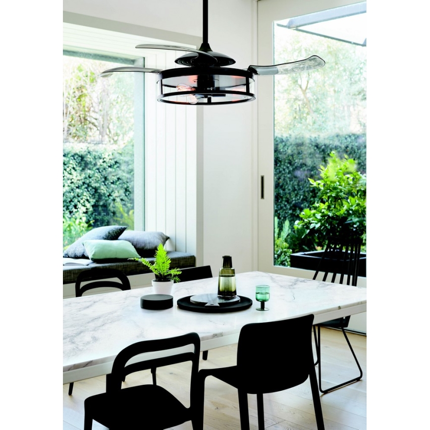 FANAWAY 212927 - LED stropni ventilator CLASSIC 3xE27/4W/230V crni Ø 112 cm + daljinski upravljač