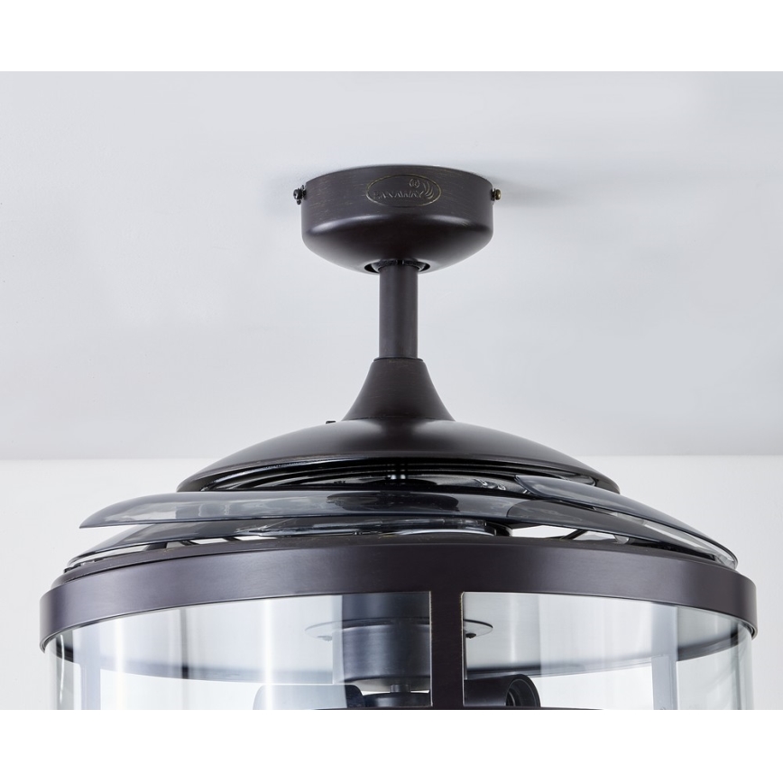 FANAWAY 212927 - LED stropni ventilator CLASSIC 3xE27/4W/230V crni Ø 112 cm + daljinski upravljač