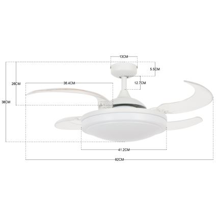 FANAWAY 212980 - Stropni ventilator EVORA 2xE27/15W/230V bijela + daljinski upravljač