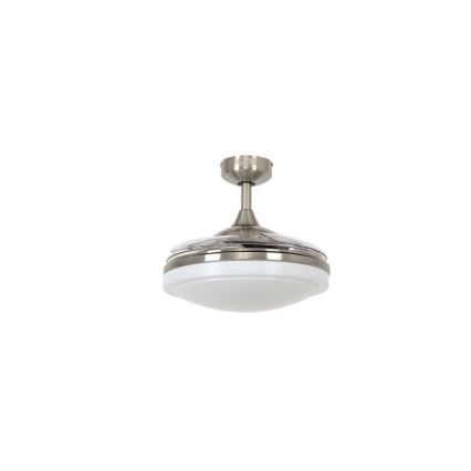 FANAWAY 212982 - Stropni ventilator EVORA 2xE27/20W/230V sjajni krom + daljinski upravljač