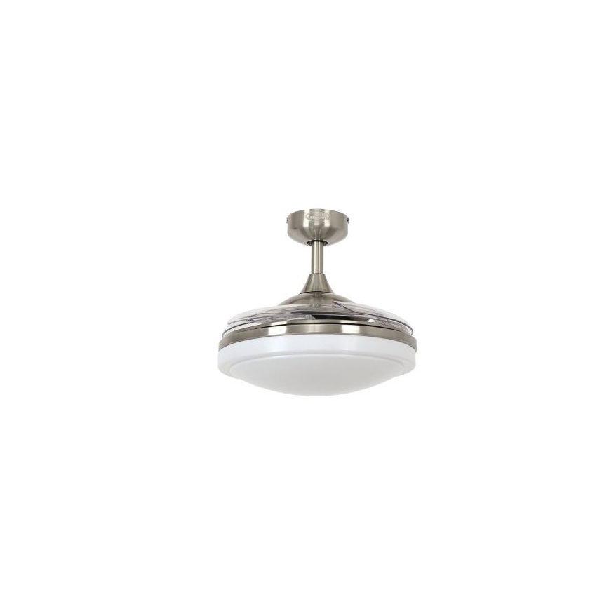 FANAWAY 212982 - Stropni ventilator EVORA 2xE27/20W/230V sjajni krom + daljinski upravljač