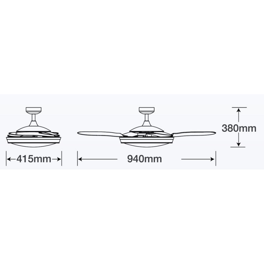FANAWAY 212982 - Stropni ventilator EVORA 2xE27/20W/230V sjajni krom + daljinski upravljač