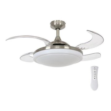 FANAWAY 212982 - Stropni ventilator EVORA 2xE27/20W/230V sjajni krom + daljinski upravljač