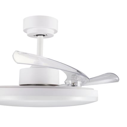 FANAWAY 21612949 - LED Prigušivi stropni ventilator STROLL LED/30W/230V 2700/3500/5000K pr. 106 cm bijela/prozirna + daljinski upravljač