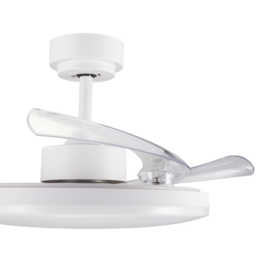 FANAWAY 21612949 - LED Prigušivi stropni ventilator STROLL LED/30W/230V 2700/3500/5000K pr. 106 cm bijela/prozirna + daljinski upravljač