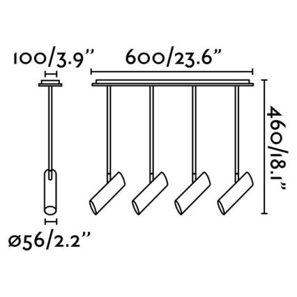 FARO 29880 - Viseći luster LINK 4xGU10/8W/230V crna