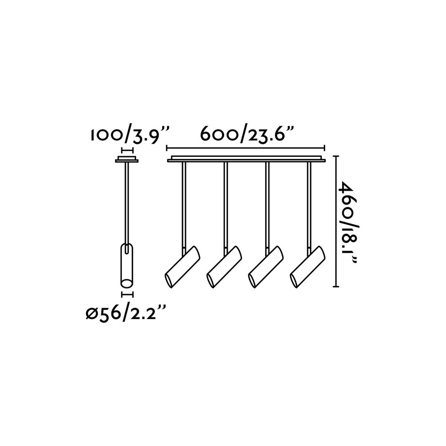 FARO 29880 - Viseći luster LINK 4xGU10/8W/230V crna