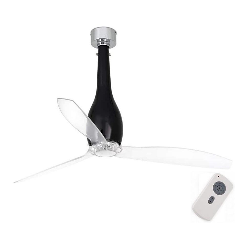 FARO 32002 - Stropni ventilator ETERFAN crna/prozirna pr. 128 cm + daljinski upravljač