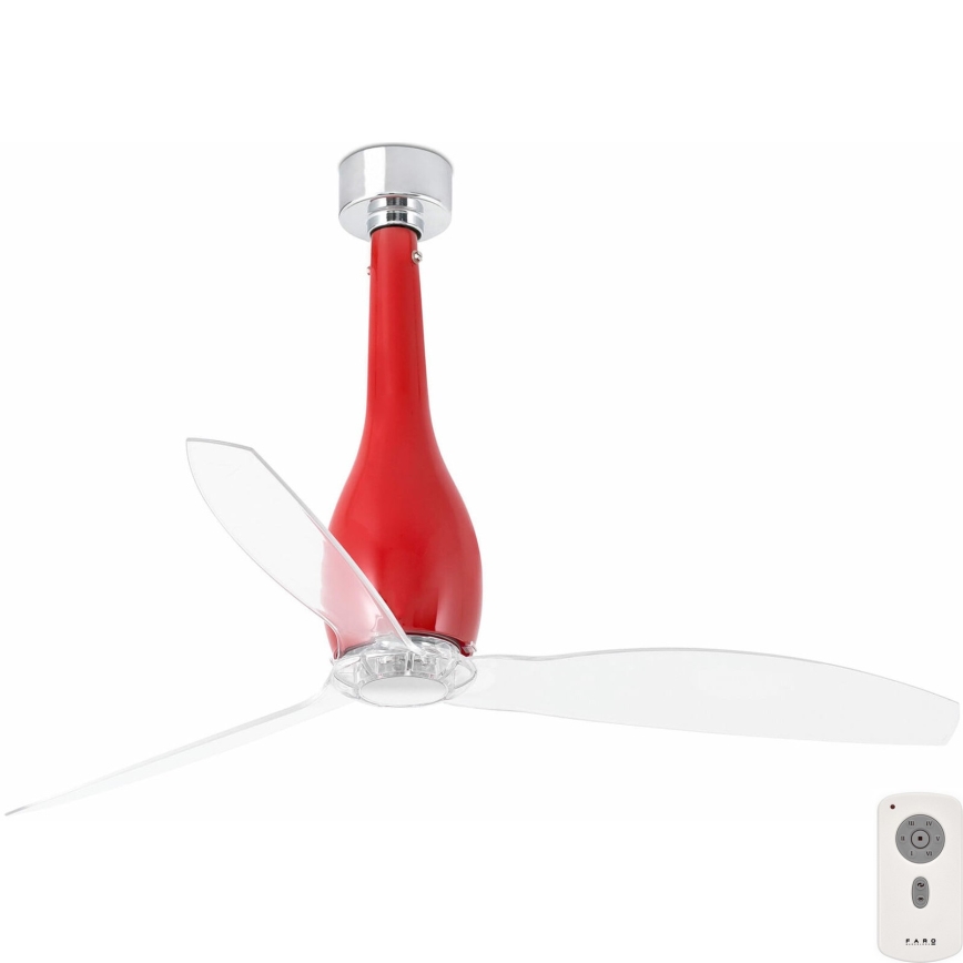 FARO 32002 - Stropni ventilator ETERFAN crvena/prozirna pr. 128 cm + daljinski upravljač