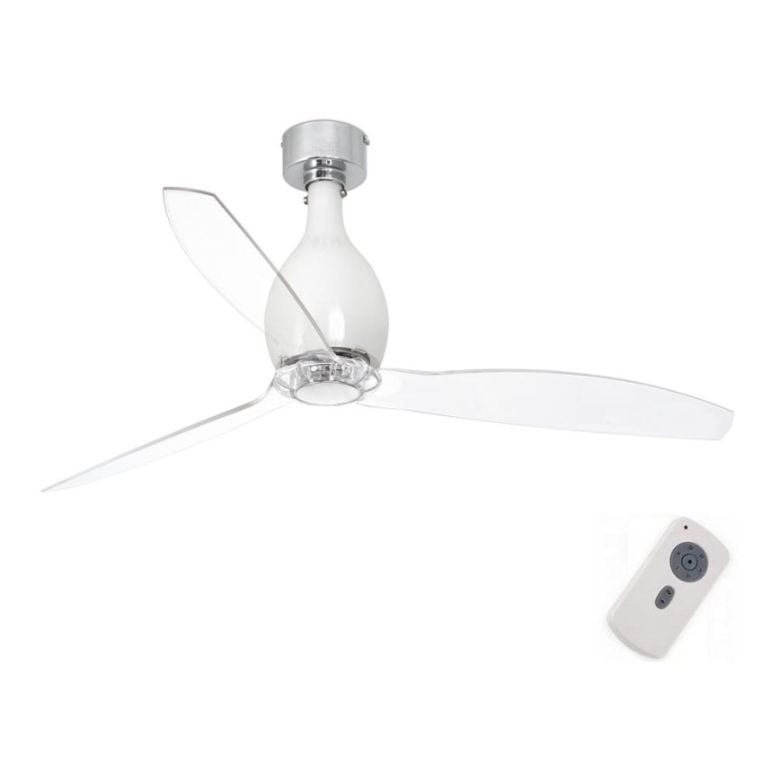 FARO 32020 - Stropni ventilator MINI ETERFAN bijela/prozirna pr. 128 cm + daljinski upravljač