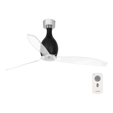 FARO 32026 - Stropni ventilator MINI ETERFAN crna/prozirna pr. 128 cm + daljinski upravljač