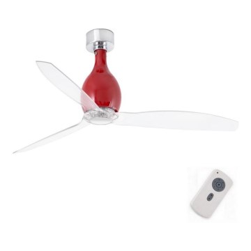 FARO 32029 - Stropni ventilator MINI ETERFAN crvena/prozirna pr. 128 cm + daljinski upravljač