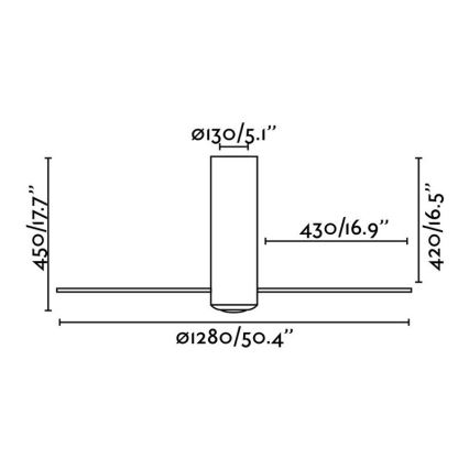 FARO 32034 - Stropni ventilator TUBE FAN bijela/prozirna pr. 128 cm