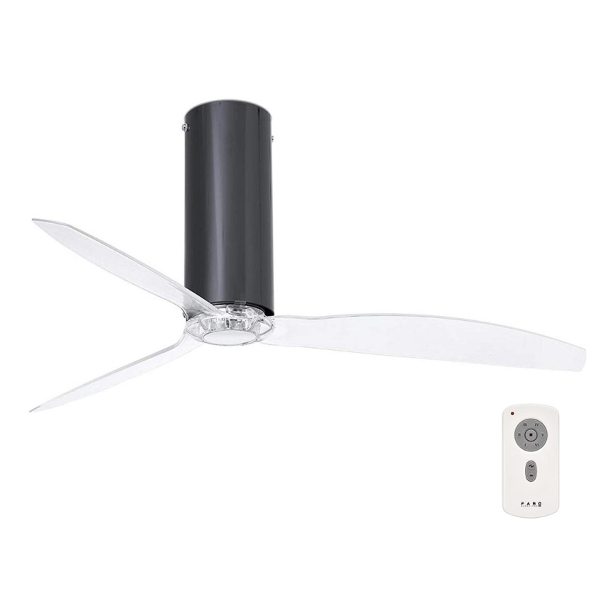 FARO 32035 - Stropni ventilator TUBE FAN crna/prozirna pr. 128 cm + daljinski upravljač